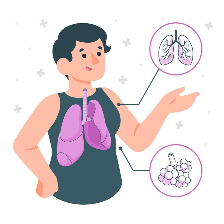 an animated model is suffering from asthma - best asthma treatment in kolkata
